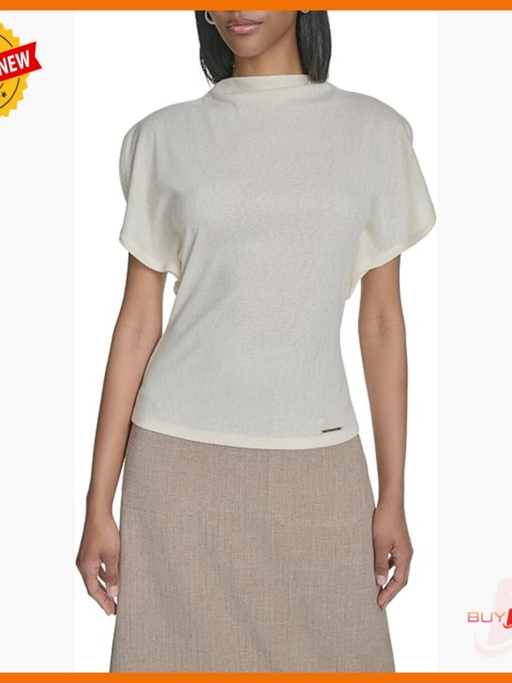 Short Sleeve Cowl Neck Jersey Blouse Office Workwear Top
